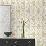 York Designer Series Pirouette White & Gold Wallpaper | Wallpaper Twins York Designer Series Pirouette White & Gold Wallpaper - SKU DF3372