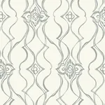 York Designer Series Pirouette White & Silver Wallpaper - SKU DF3373