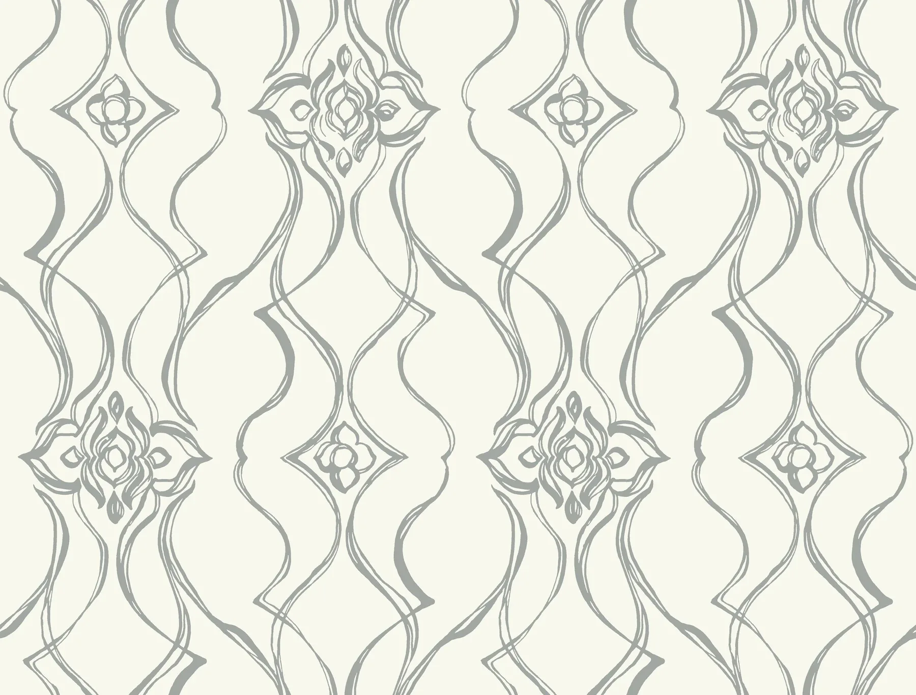 York Designer Series Pirouette White & Silver Wallpaper - SKU DF3373