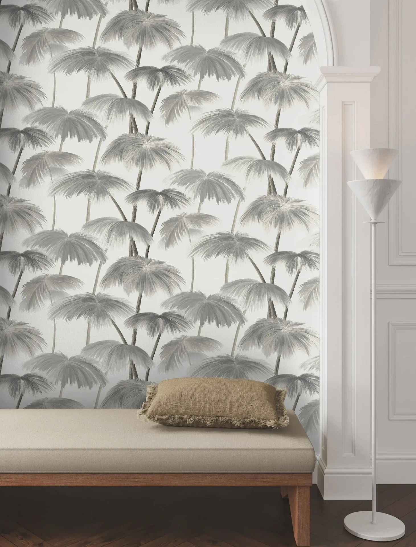 York Designer Series Plein Air Palms Black & White Wallpaper - SKU LM5432