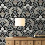 York Designer Series Plume Dynasty Black Wallpaper - SKU AC9101