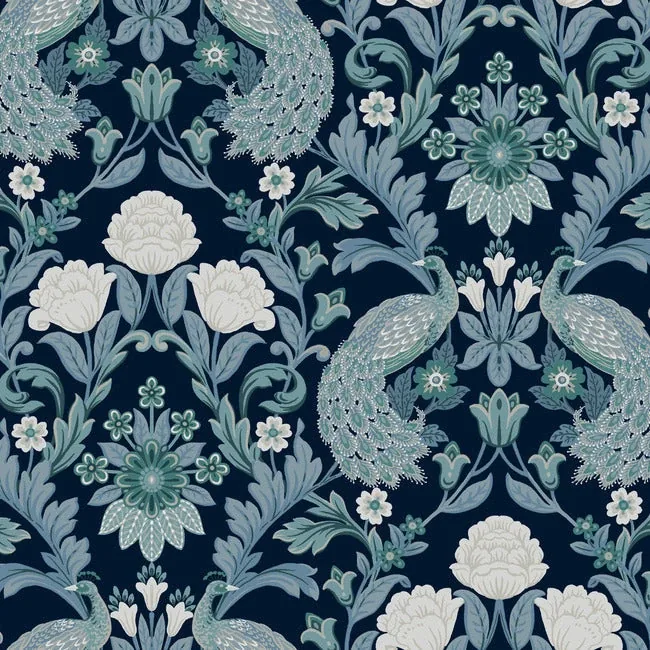 AC9103 | Plume Dynasty Navy Wallpaper