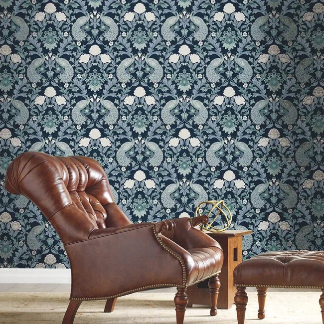 York Designer Series Plume Dynasty Navy Wallpaper | Wallpaper Twins York Designer Series Plume Dynasty Navy Wallpaper - SKU AC9103