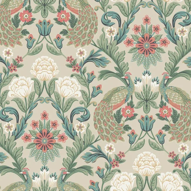 AC9104 | Plume Dynasty Taupe Wallpaper