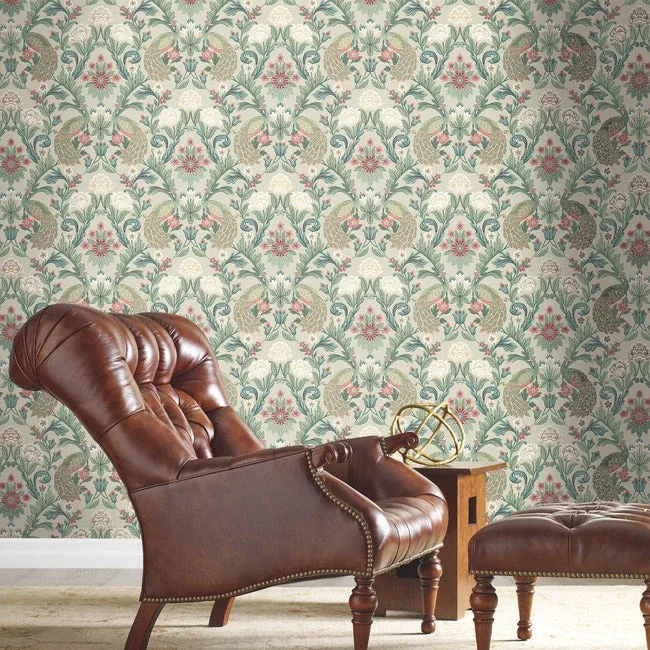 York Designer Series Plume Dynasty Taupe Wallpaper | Wallpaper Twins York Designer Series Plume Dynasty Taupe Wallpaper - SKU AC9104