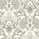 York Designer Series Plume Dynasty White & Neutral Metallic Wallpaper | Wallpaper Twins York Designer Series Plume Dynasty White & Neutral Metallic Wallpaper - SKU AC9102