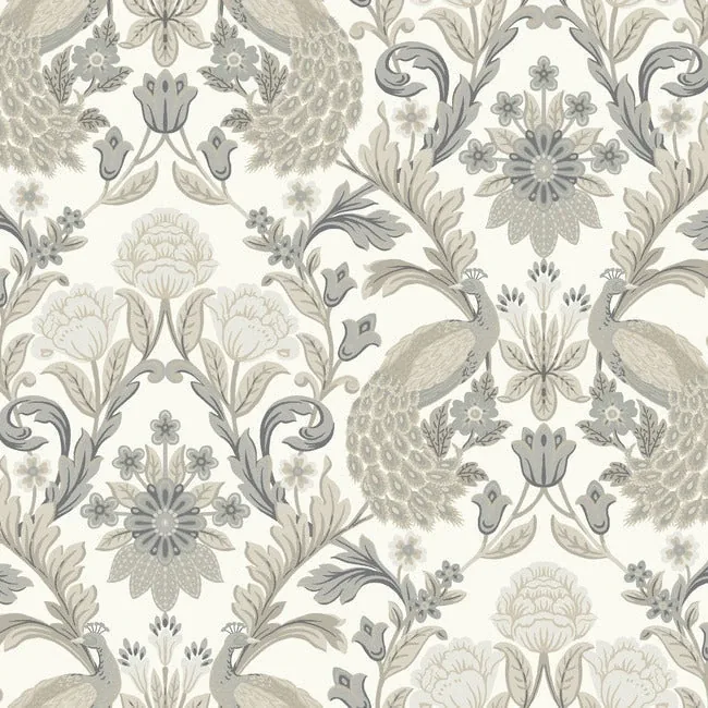 AC9102 | Plume Dynasty White & Neutral Metallic Wallpaper
