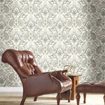 York Designer Series Plume Dynasty White & Neutral Metallic Wallpaper | Wallpaper Twins York Designer Series Plume Dynasty White & Neutral Metallic Wallpaper - SKU AC9102