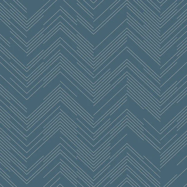 MD7224 | Polished Chevron Blue & Silver Wallpaper