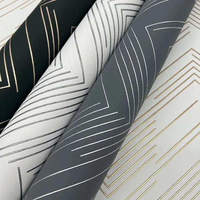 York Designer Series Polished Chevron Charcoal & Silver Wallpaper - SKU MD7226
