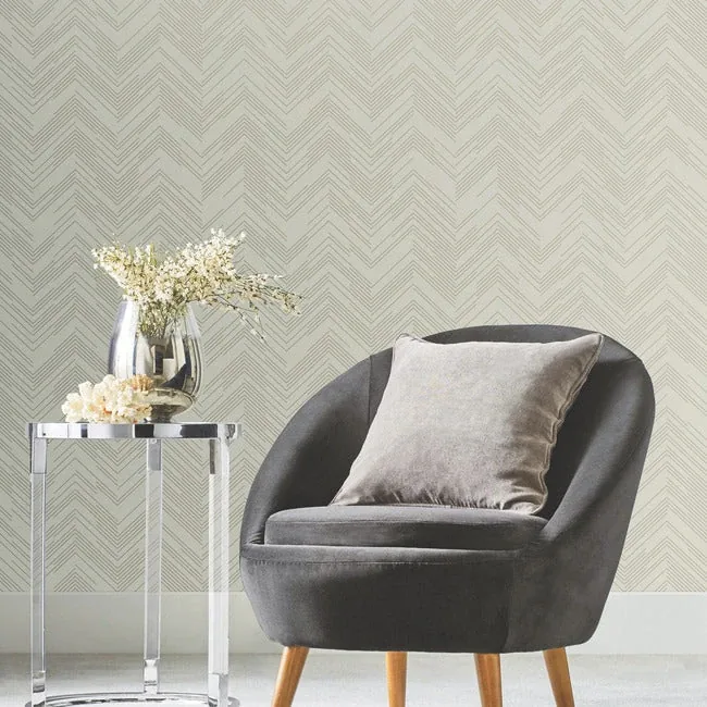 York Designer Series Polished Chevron Cream & Gold Wallpaper - SKU MD7225