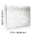 York Designer Series Polished Chevron White & Silver Wallpaper - SKU MD7223