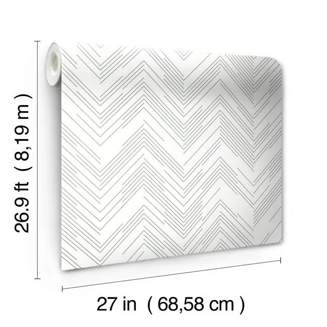 York Designer Series Polished Chevron White & Silver Wallpaper - SKU MD7223