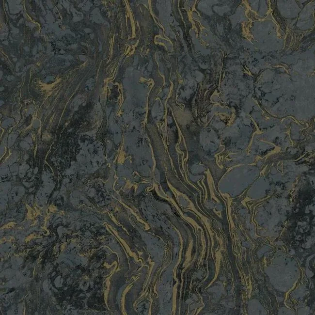 York Designer Series Polished Marble Black Wallpaper - SKU KT2224