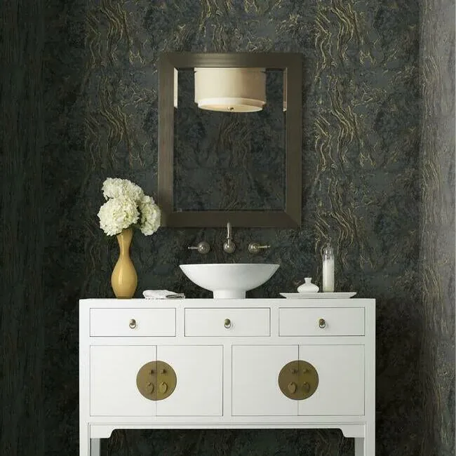 York Designer Series Polished Marble Black Wallpaper | Wallpaper Twins York Designer Series Polished Marble Black Wallpaper - SKU KT2224