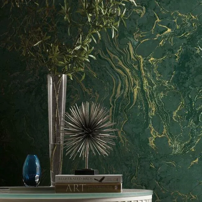 York Designer Series Polished Marble Green Wallpaper - SKU KT2222