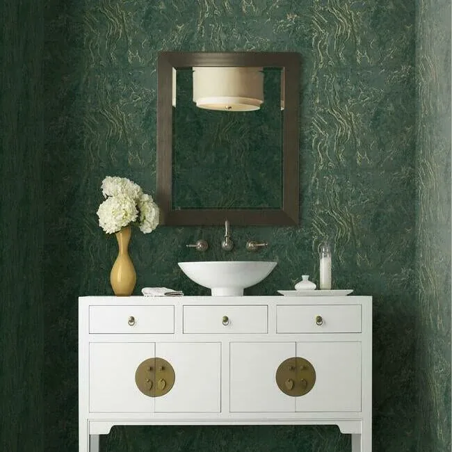 York Designer Series Polished Marble Green Wallpaper - SKU KT2222
