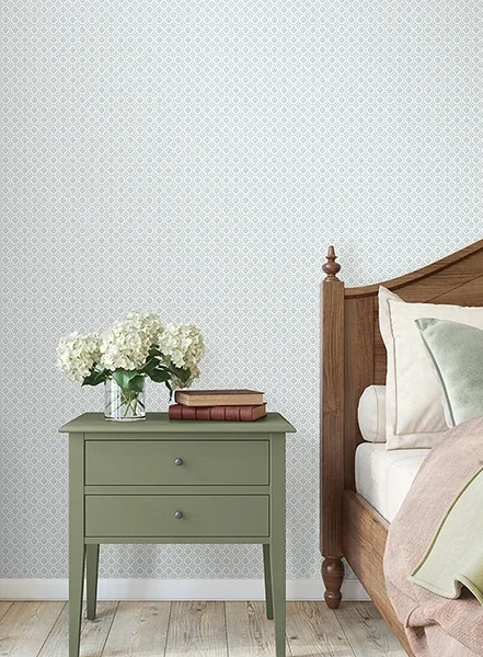 York Designer Series Priti Light Blue Floral Grid Wallpaper | Wallpaper Twins York Designer Series Priti Light Blue Floral Grid Wallpaper - SKU VP1331
