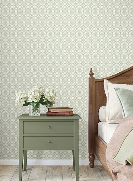 York Designer Series Priti Sage Floral Grid Wallpaper | Wallpaper Twins York Designer Series Priti Sage Floral Grid Wallpaper - SKU VP1332