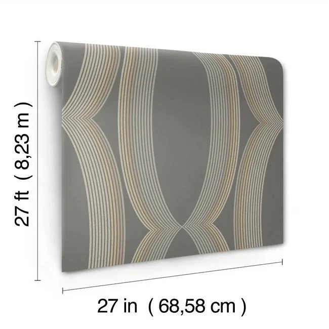 York Designer Series Progression Ogee Charcoal Wallpaper | Wallpaper Twins York Designer Series Progression Ogee Charcoal Wallpaper - SKU EV3986