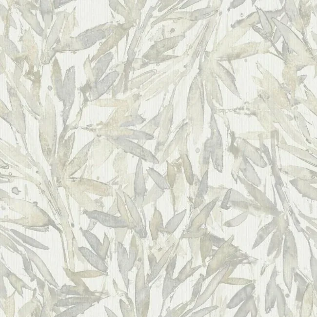 York Designer Series Rainforest Leaves Cream & Grey Wallpaper - SKU Y6230702