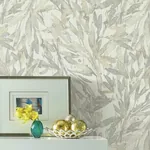 York Designer Series Rainforest Leaves Cream & Grey Wallpaper - SKU Y6230702