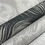 York Designer Series Regal Peacock Black Wallpaper - SKU EV3942