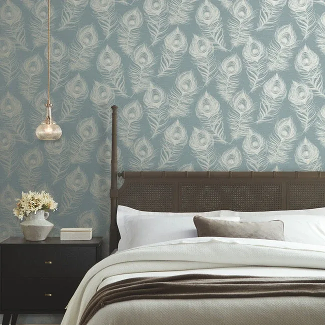 York Designer Series Regal Peacock Dark Teal Wallpaper - SKU EV3943