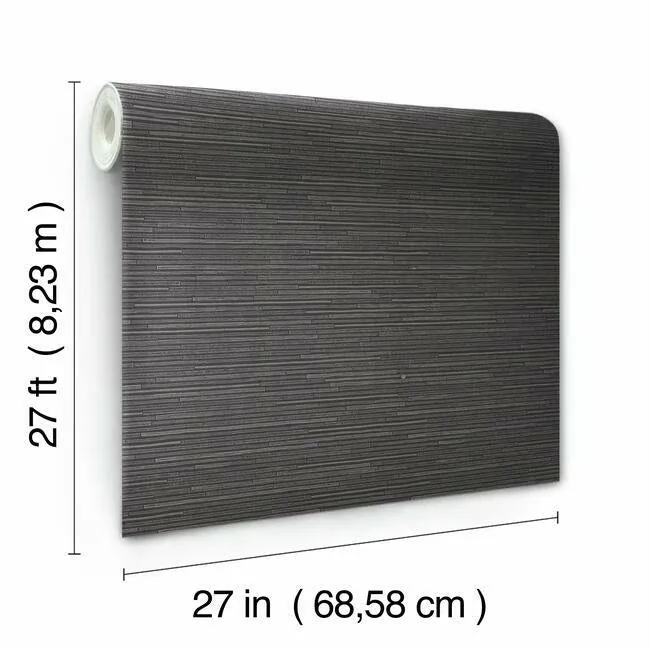 York Designer Series Ribbon Bamboo Black & Silver Metallic Wallpaper - SKU DD3835