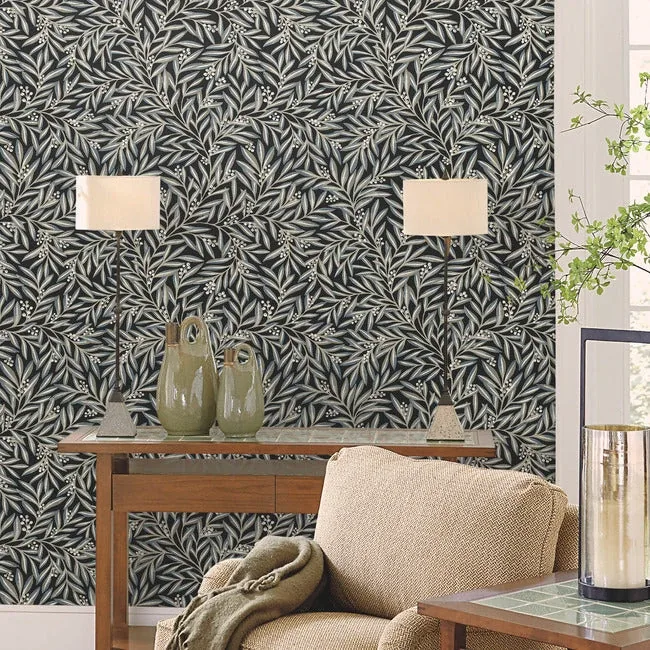 York Designer Series Rowan Black Wallpaper - SKU AC9135