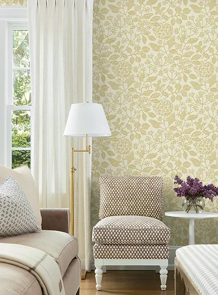 York Designer Series Rowen Honey Botanical Wallpaper - SKU VP1341