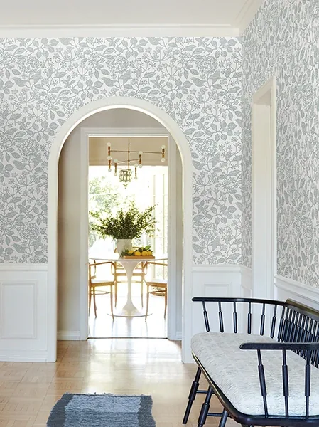 York Designer Series Rowen Light Blue Botanical Wallpaper - SKU VP1346
