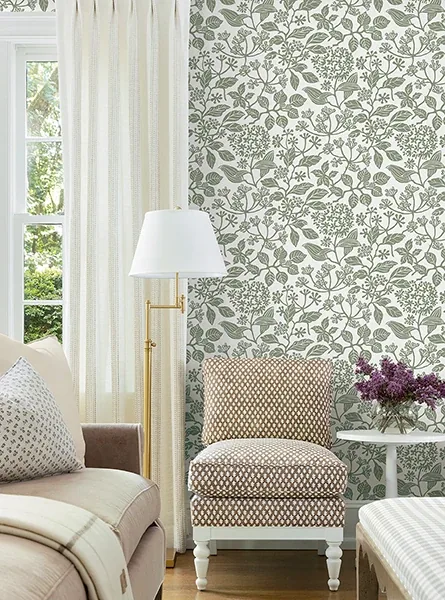 York Designer Series Rowen Olive Botanical Wallpaper - SKU VP1343