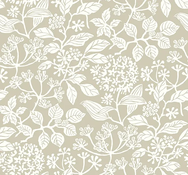 York Designer Series Rowen Taupe Botanical Wallpaper - SKU VP1344