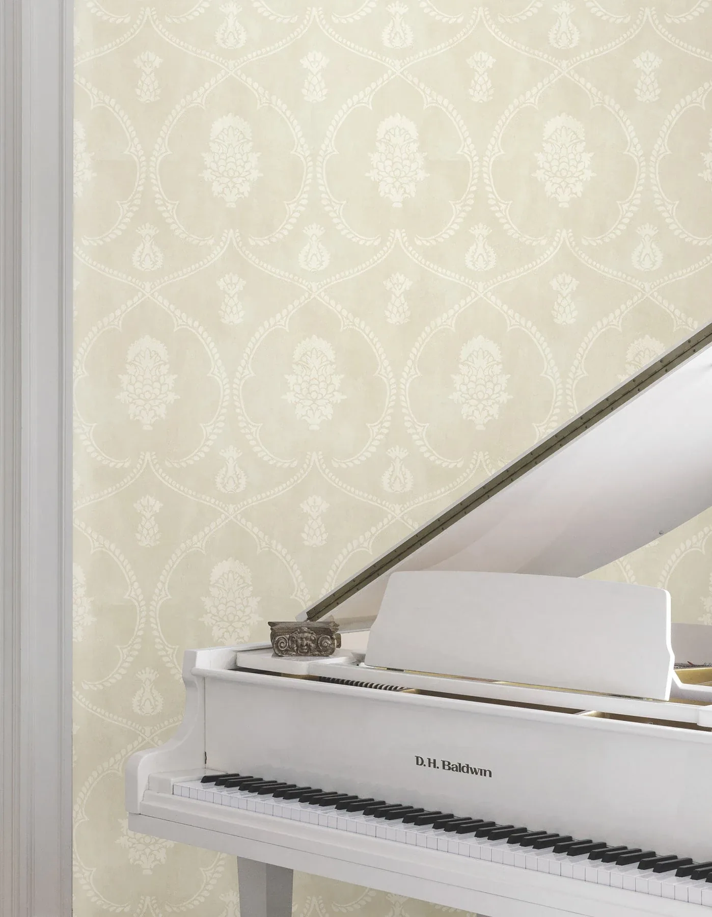 York Designer Series Royal Damask Beige Wallpaper | Wallpaper Twins York Designer Series Royal Damask Beige Wallpaper - SKU MX9641
