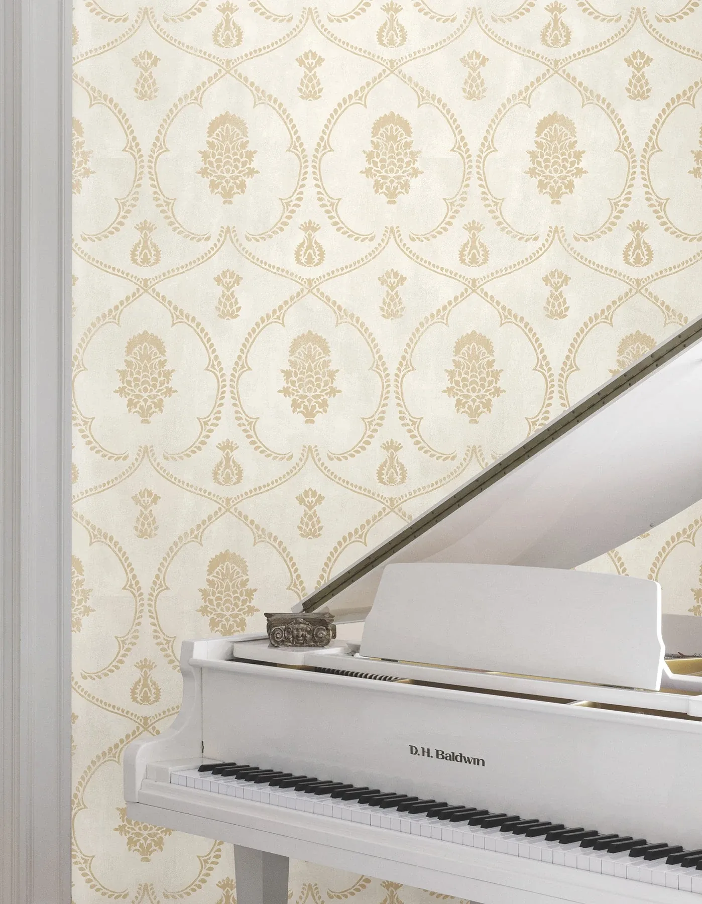 York Designer Series Royal Damask Soft Gold Wallpaper | Wallpaper Twins York Designer Series Royal Damask Soft Gold Wallpaper - SKU MX9643
