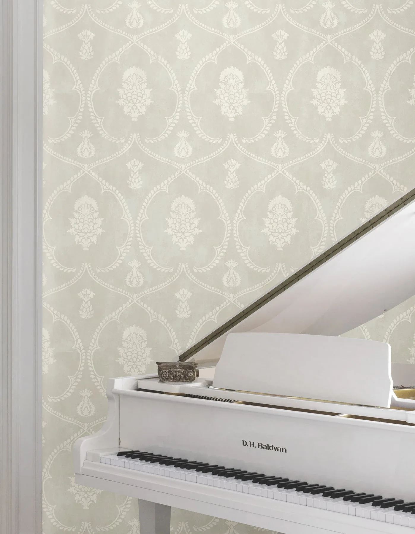 York Designer Series Royal Damask Soft Grey Wallpaper | Wallpaper Twins York Designer Series Royal Damask Soft Grey Wallpaper - SKU MX9642