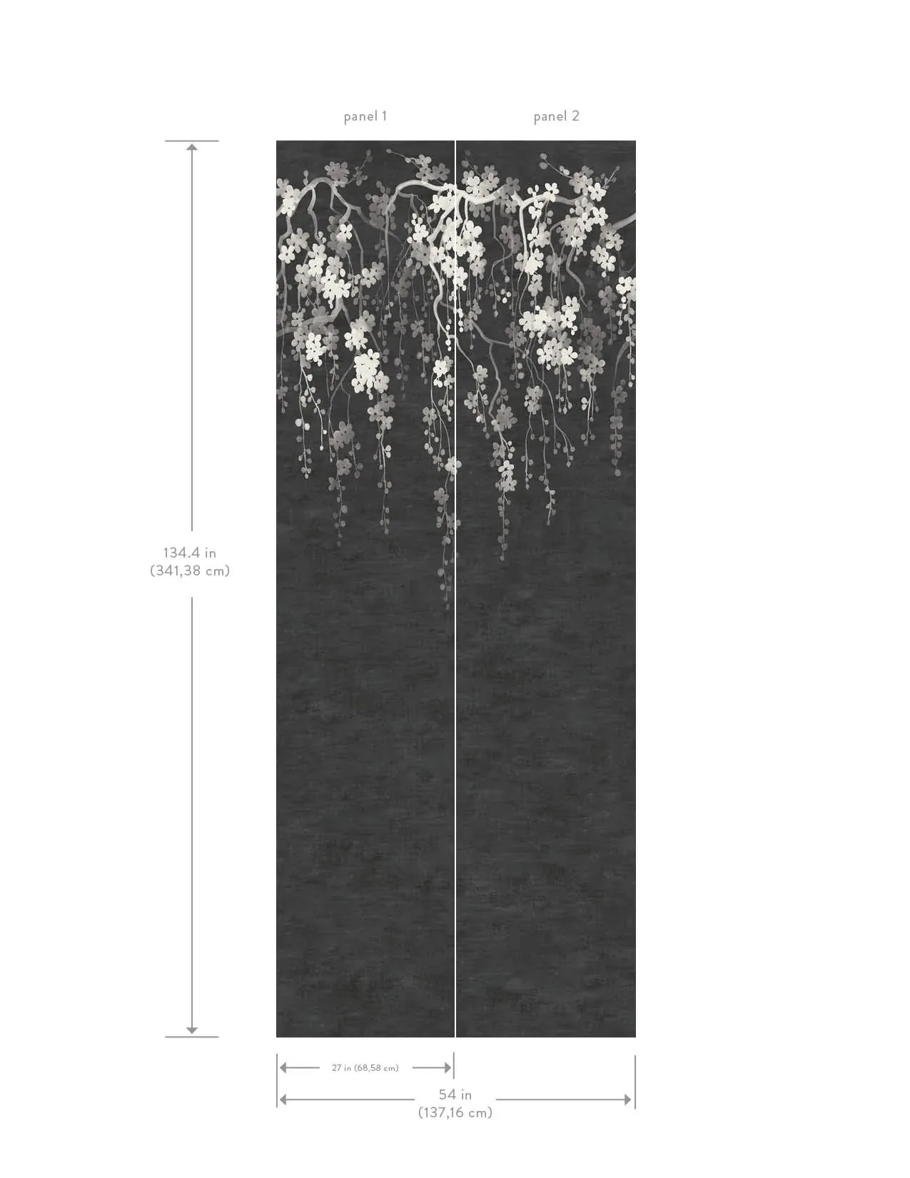 York Designer Series Sakura Blooms Black Wall Mural | Wallpaper Twins York Designer Series Sakura Blooms Black Wall Mural - SKU ZA8058M