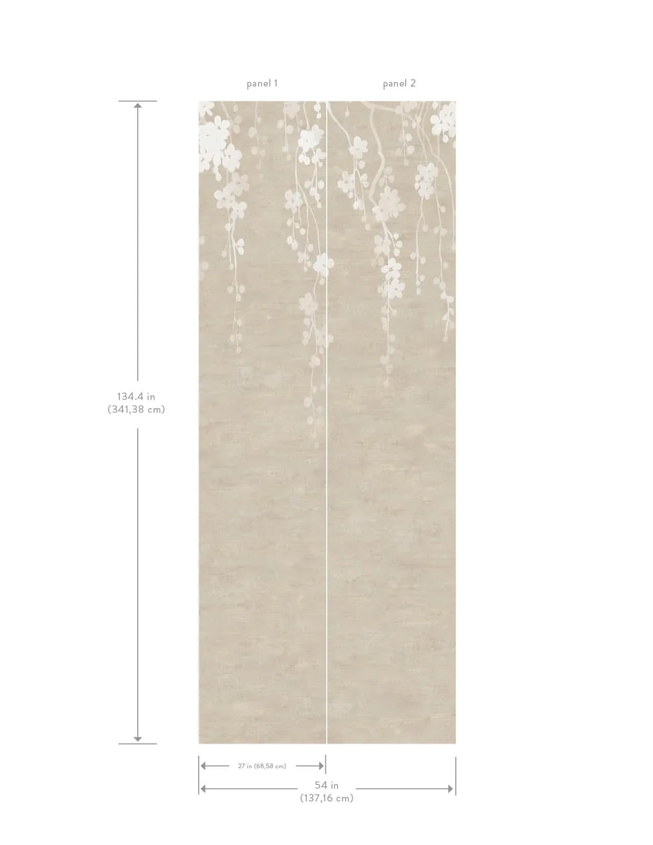 York Designer Series Sakura Blooms Neutral Wall Mural | Wallpaper Twins York Designer Series Sakura Blooms Neutral Wall Mural - SKU ZA8059M