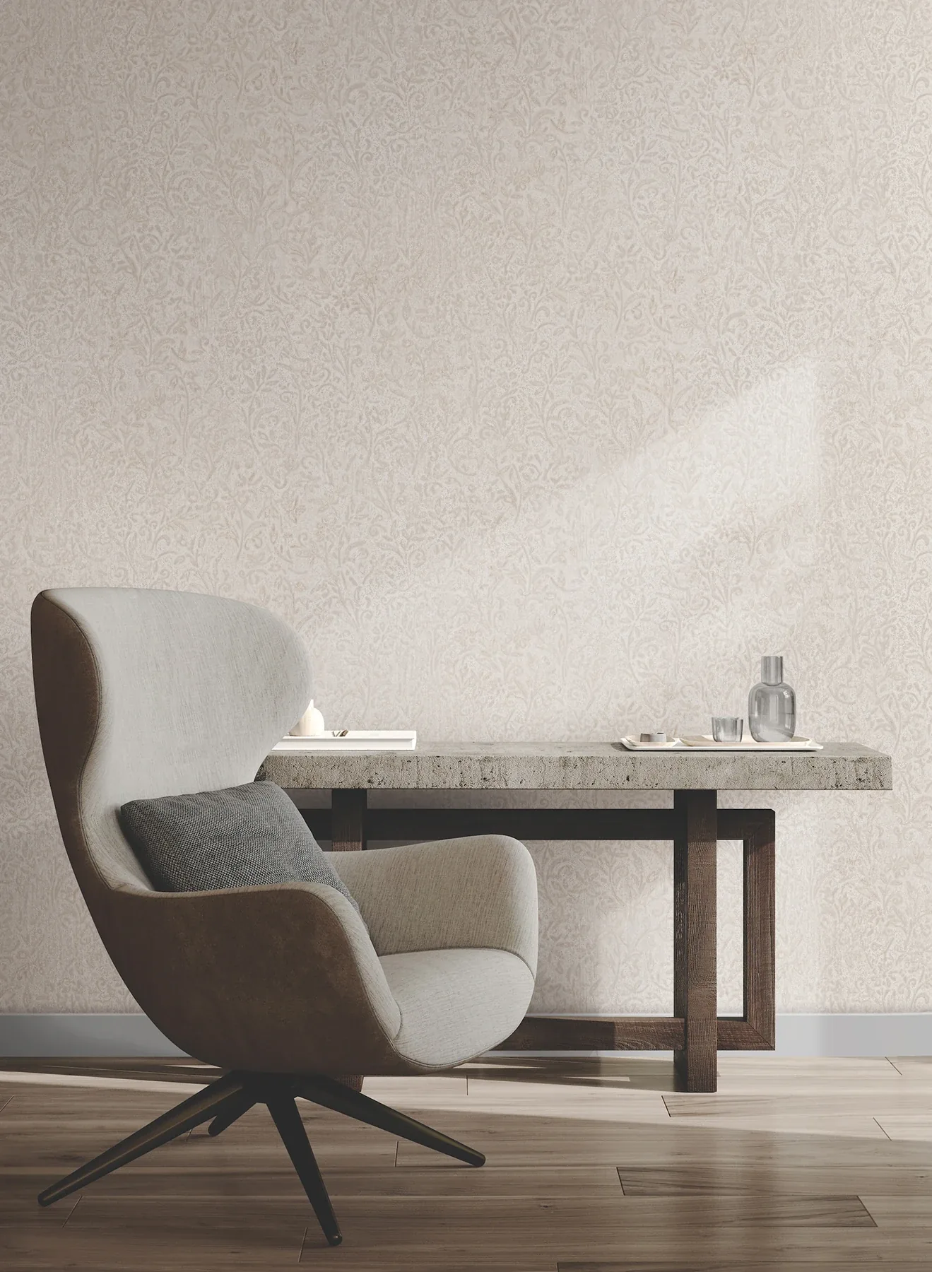 York Designer Series Sculpted Floral Beige Relief Wallpaper - SKU MA35531