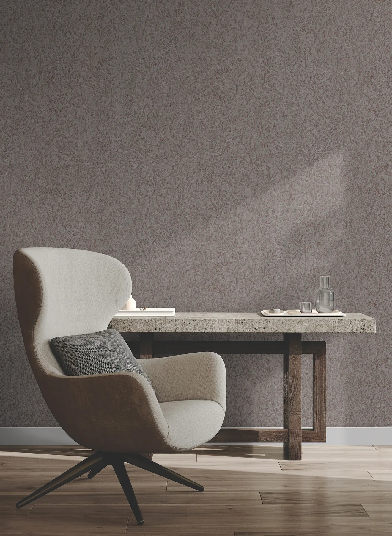 York Designer Series Sculpted Floral Copper Relief Wallpaper - SKU MA35534