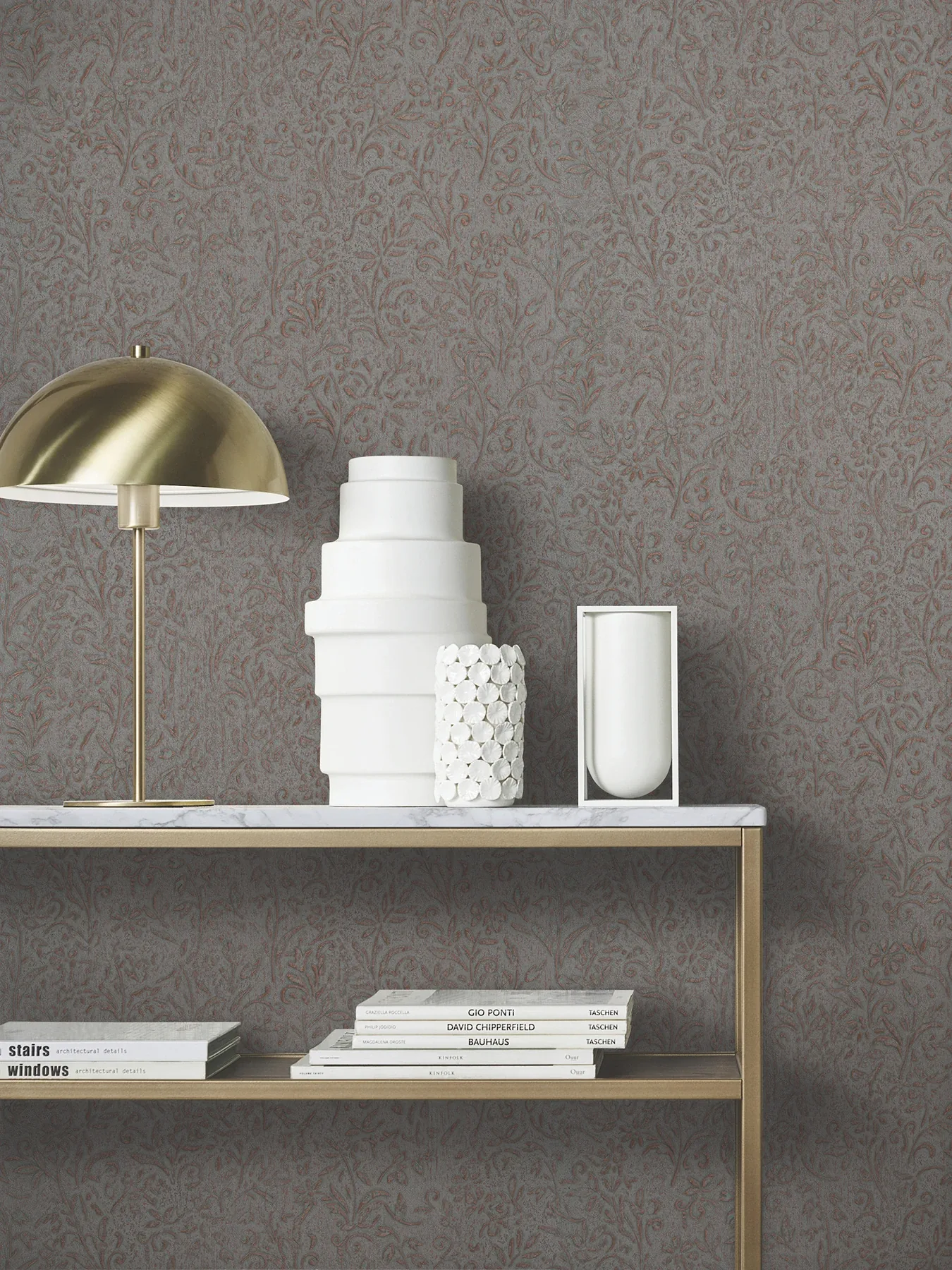 York Designer Series Sculpted Floral Copper Relief Wallpaper - SKU MA35534