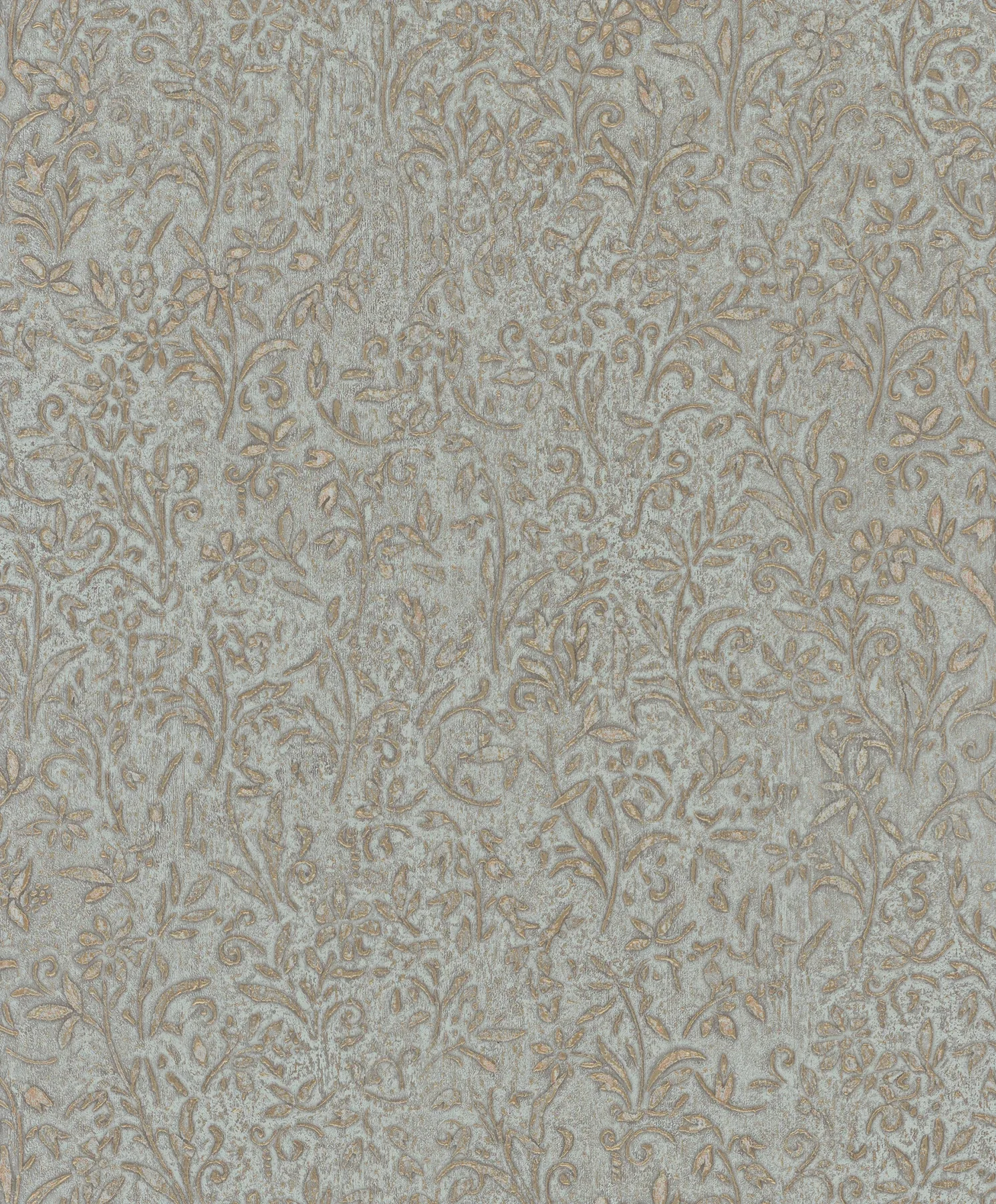 MA35532 | Sculpted Floral Gold Relief Wallpaper