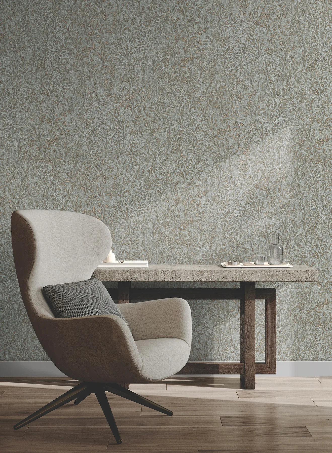 York Designer Series Sculpted Floral Gold Relief Wallpaper - SKU MA35532