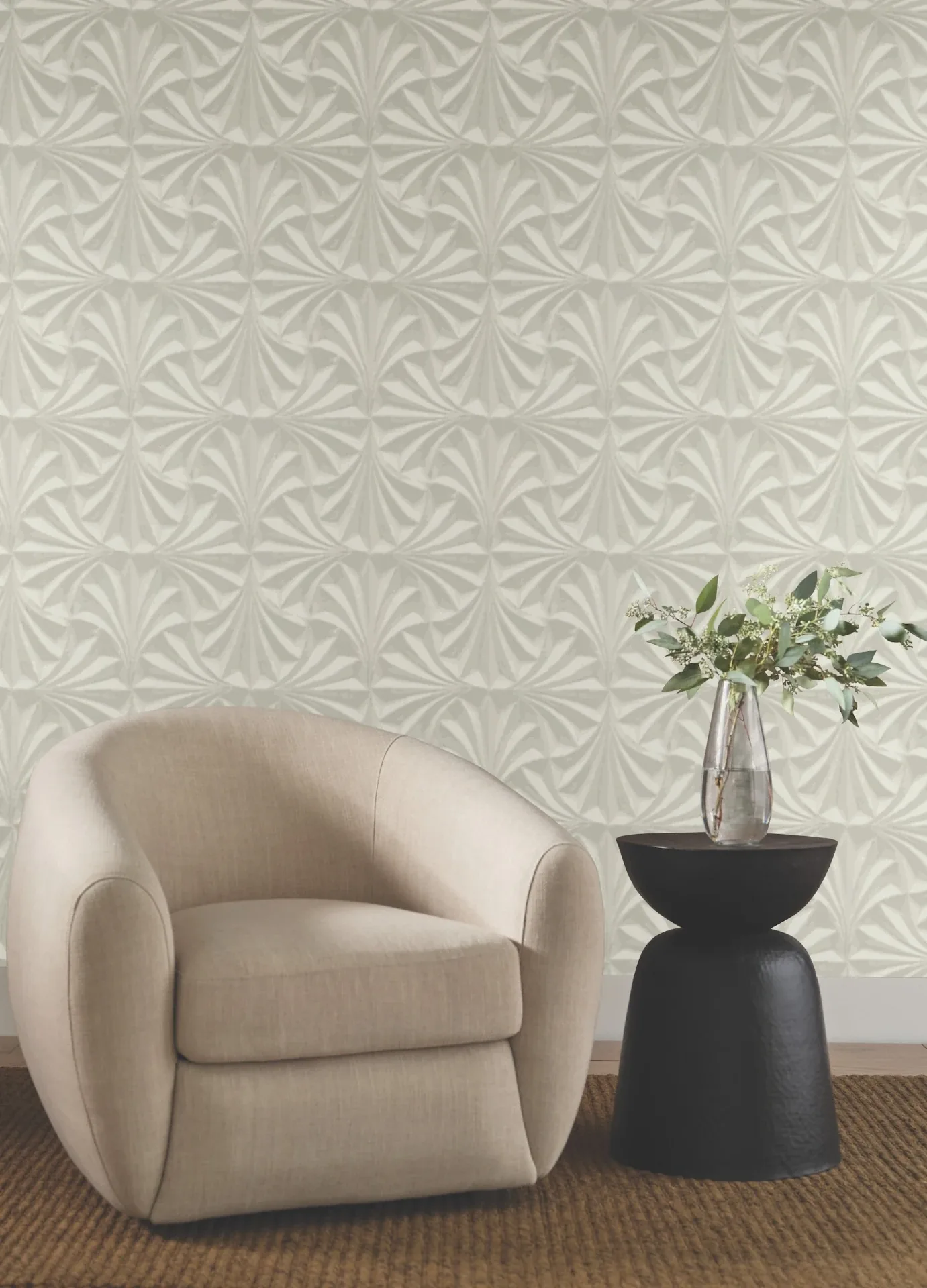 York Designer Series Sculpted Taupe Fans Wallpaper | Wallpaper Twins York Designer Series Sculpted Taupe Fans Wallpaper - SKU NT6128
