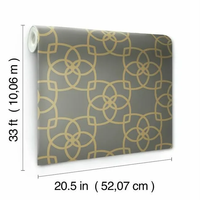 York Designer Series Serendipity Grey & Gold Metallic Wallpaper - SKU Y6200204