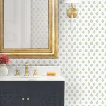 York Designer Series Serene Villa Moss Floral Stamp Wallpaper - SKU LL3237