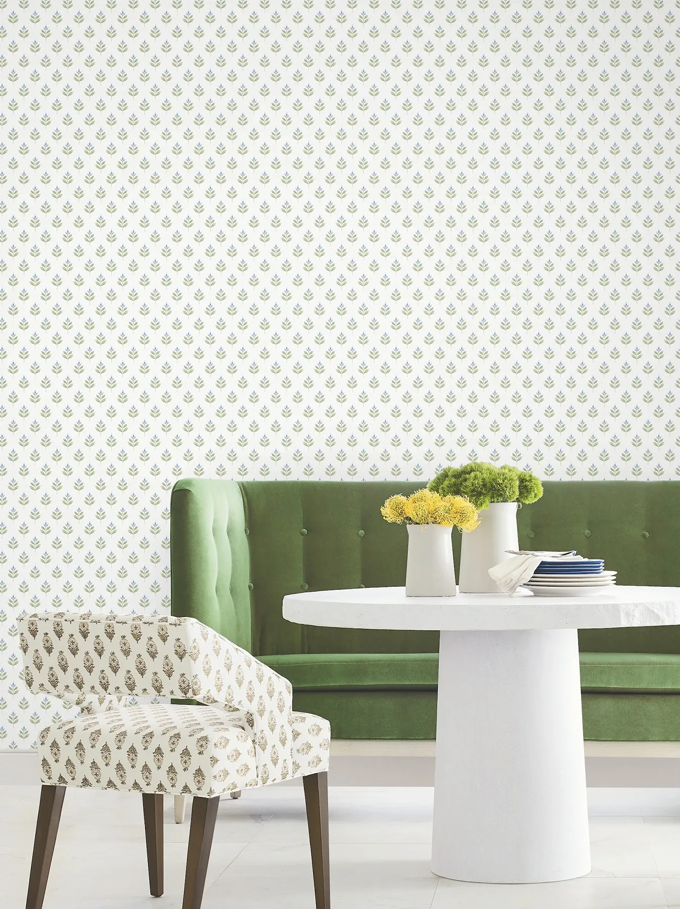 York Designer Series Serene Villa Moss Floral Stamp Wallpaper - SKU LL3237