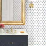 York Designer Series Serene Villa Red Floral Stamp Wallpaper - SKU LL3235