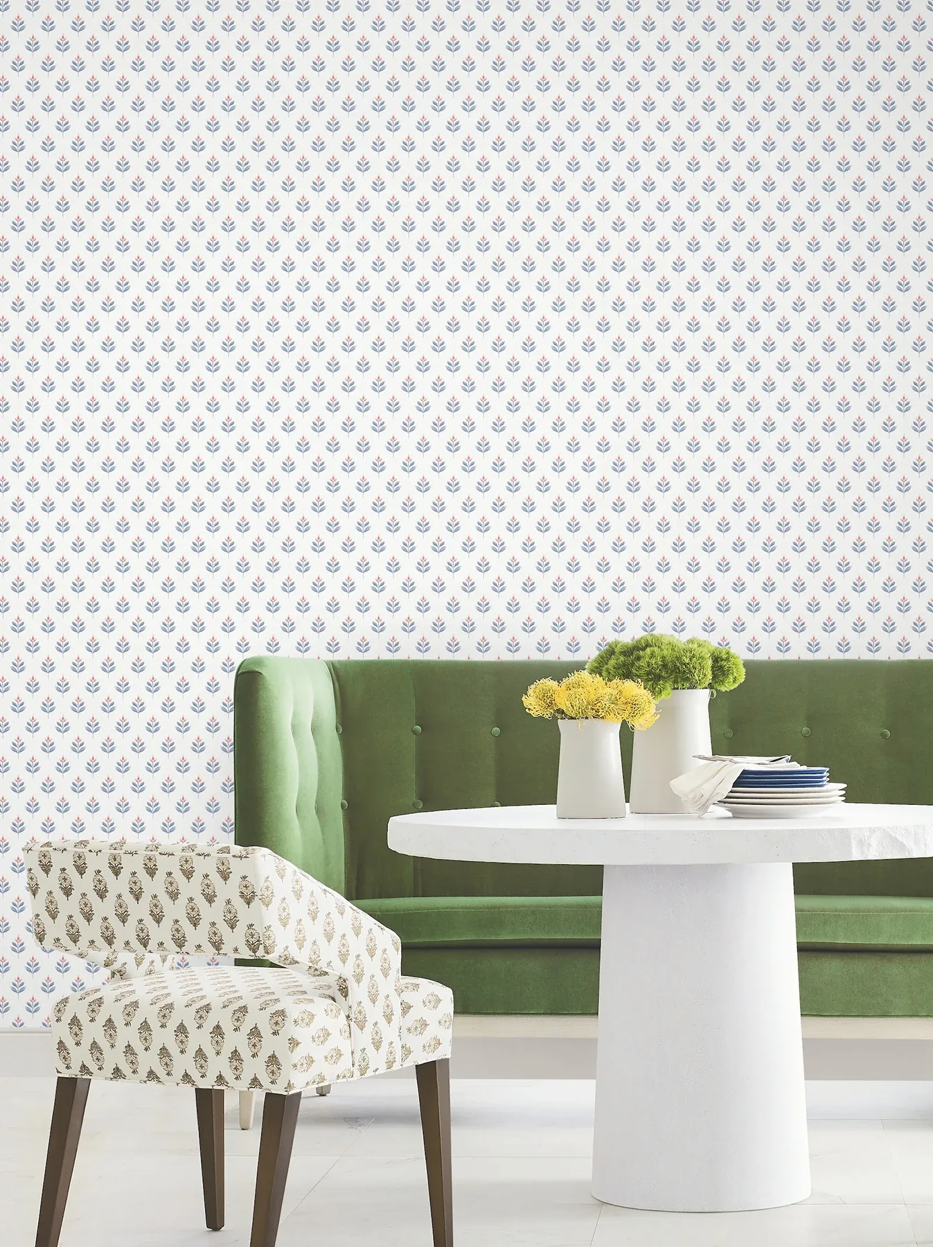 York Designer Series Serene Villa Red Floral Stamp Wallpaper - SKU LL3235